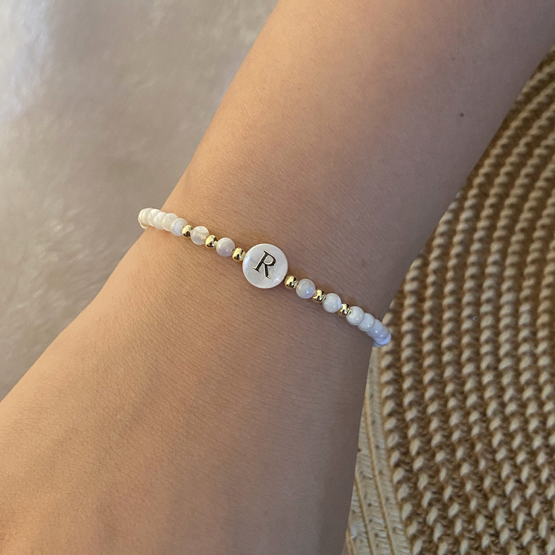 Stainless Steel Shell Letter Bead Bracelet