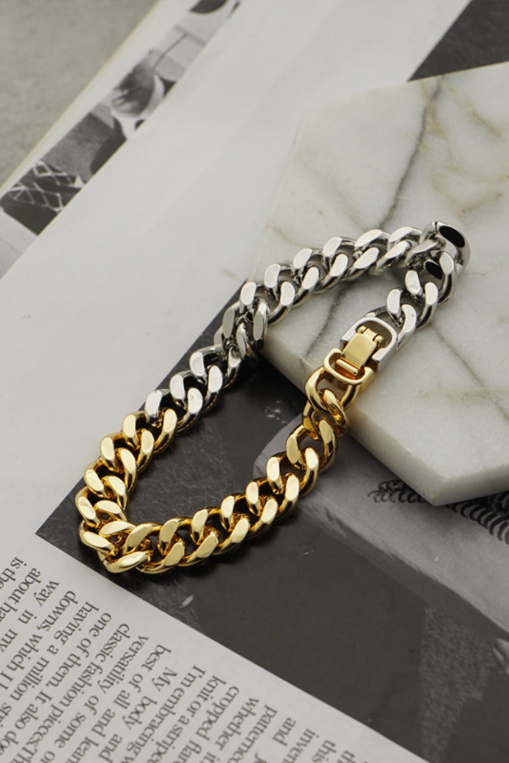 Two-Tone Chunky Chain Bracelet