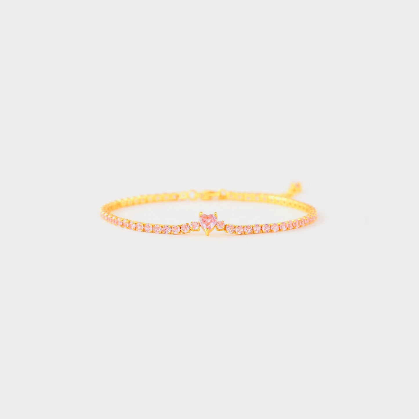 Heart Shape Inlaid Zircon 18K Gold-Plated Bracelet