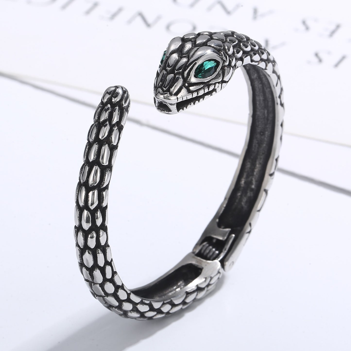 Rhinestone Stainless Steel Snake Shape Bracelet