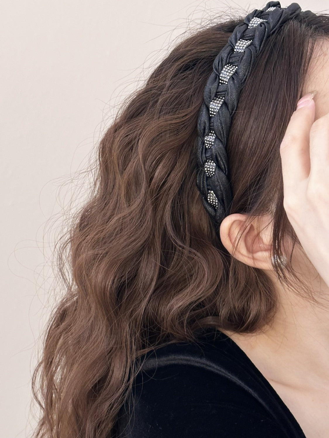 Rhinestone Braided Wide Headband