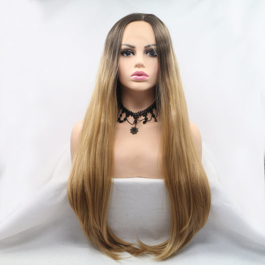 13*3" Lace Front Wigs Synthetic Long Straight 24" 130% Density